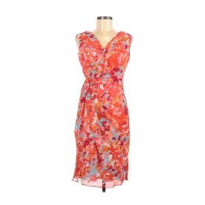 Adrianna Papell Orange Floral Sleeveless Dress 6